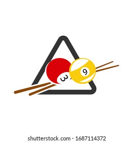 table ball and sticks billiard logo design vector symbol illustration
