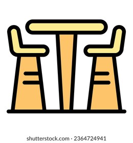 Table bar stool icon outline vector. Modern chair. Retro cafe color flat