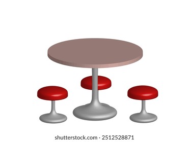 Table and bar stools in a realistic style. Vector illustration isolated on white. 