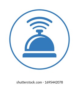 Icono azul de la campana de la tabla, llamada, recordatorio