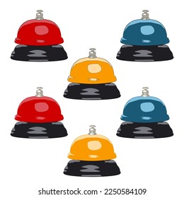 Table bell for hotel red blue and yellow color isolated on white background vector