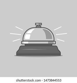 Table Bell. Press And Call The Servant. Arrival At The Hotel. Flat Vector Illustration