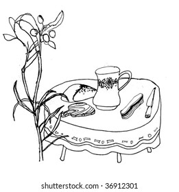 table black and white