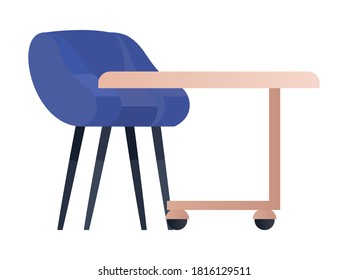 table with blue chair design, Home room decoration interior living building apartment and residential theme Vector illustration