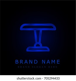 Table blue chromium metallic logo