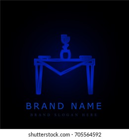 Table blue chromium metallic logo