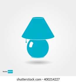 Table blue lamp flat icon with shadow 
