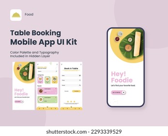 Table Booking Mobile App UI Kit Including As Sign In, Sign Up, Menu and Reserved Table Details For Responsive Website.