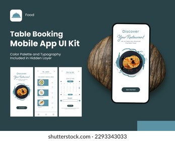 Table Booking Mobile App UI Kit Including As Sign In, Sign Up, Menu and Reserved Table Details For Responsive Website.