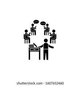 Table books discussion training icon. Simple business indoctrination icons for ui and ux, website or mobile application