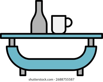 Table with Bottle and Cup Illustration