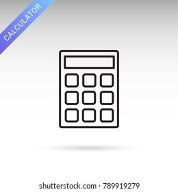 Table calculator thin line isolated vector flat simple icon
