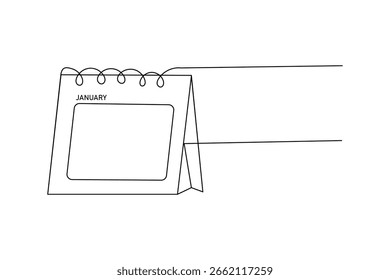 Tabla Calendario línea continua dibujo estilo mínimo esbozo dibujado a mano ilustración aislada