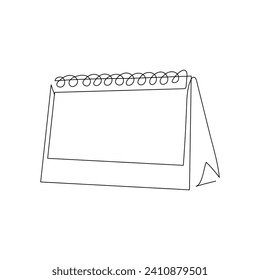 Table calendar  continuous one line drawing outline vector  illustration