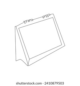 Table calendar  continuous one line drawing outline vector  illustration