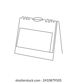 Table calendar  continuous one line drawing outline vector  illustration