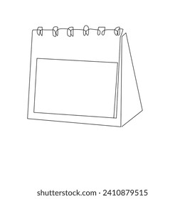 Table calendar  continuous one line drawing outline vector  illustration