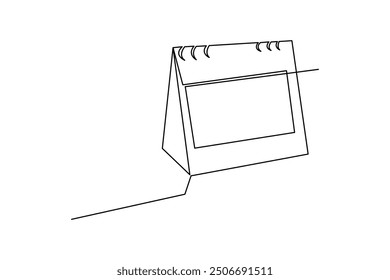 Table calendar continuous one line drawing of isolated outline vector icon