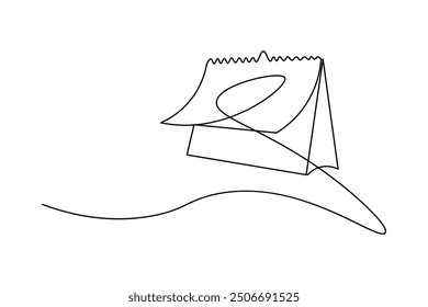 Table calendar continuous one line drawing of isolated outline vector icon