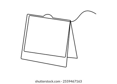Table calendar continuous one line drawing and simple isolated outline vector design