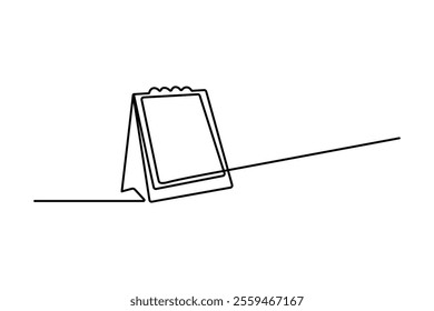 Table calendar continuous one line drawing and simple isolated outline vector design
