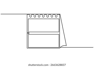 Table calendar continuous one line drawing minimalist style office and organizer vector illustration