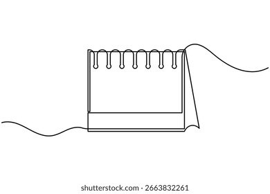 Calendario de mesa continuo de una línea de dibujo de estilo minimalista oficina y organizador Ilustración vectorial