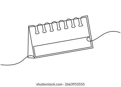 Calendario de mesa continuo de una línea de dibujo de estilo minimalista oficina y organizador Ilustración vectorial