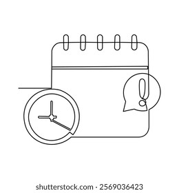 Table calendar continuous one-line art drawing of concept doodle style outline vector illustration