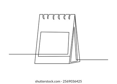 Table calendar continuous one-line art drawing of concept doodle style outline vector illustration