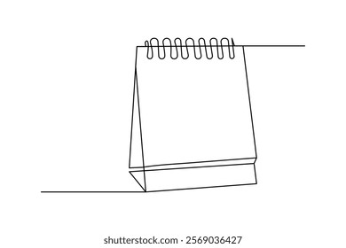 Table calendar continuous one-line art drawing of concept doodle style outline vector illustration