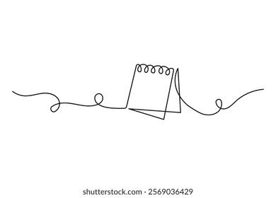 Table calendar continuous one-line art drawing of concept doodle style outline vector illustration