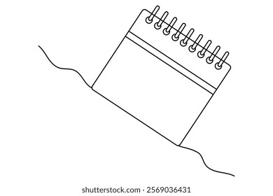 Table calendar continuous one-line art drawing of concept doodle style outline vector illustration
