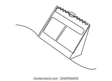 Table calendar continuous one-line art drawing of concept doodle style outline vector illustration