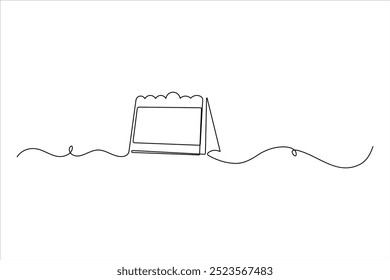 Table calendar continuous single line drawing outline vector illustration