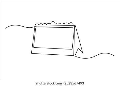 Table calendar continuous single line drawing outline vector illustration