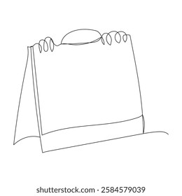 Table calendar icon continuous one line drawing outline vector illustration