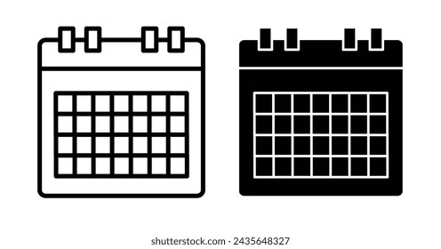 Icono de calendario de tabla. icono de vector de calendario de mes sobre fondo blanco