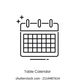 table calendar icon. Outline style icon design isolated on white background