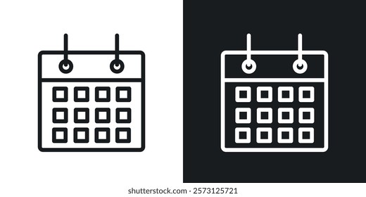 Table calendar icons set vectors on white background.