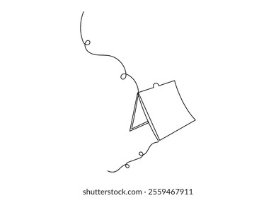 Table calendar one line drawing of minimalist vector icon with black and white background