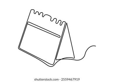 Table calendar one line drawing of minimalist vector icon with black and white background