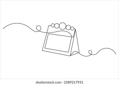 Table calendar one line drawing and isolated continuous outline vector illustration