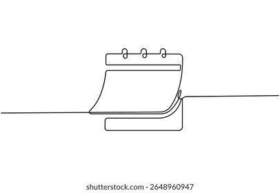 Table calendar one line drawing and isolated continuous outline vector illustration, Calendar continuous one line drawing, Planner sign in simple linear style, Vector illustration.