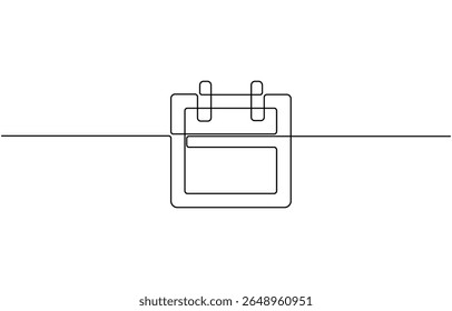 Table calendar one line drawing and isolated continuous outline vector illustration, Calendar continuous one line drawing, Planner sign in simple linear style, Vector illustration.