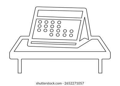 Table calendar one line drawing in minimalist style on white background