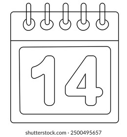Table calendar  single line art, continuous one line drawing of  Isolated outline vector art 



