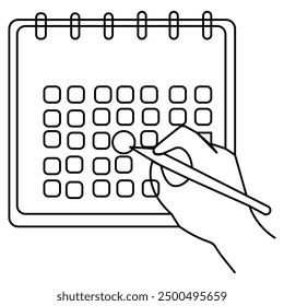 Table calendar  single line art, continuous one line drawing of  Isolated outline vector art 


