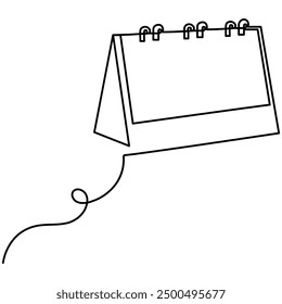 Table calendar  single line art, continuous one line drawing of  Isolated outline vector art 


