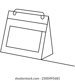 Table calendar  single line art, continuous one line drawing of  Isolated outline vector art 


